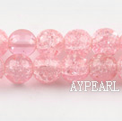 Crystal Beads, Pink, 10mm round frizzling shape, Sold per 31.5-inch strand