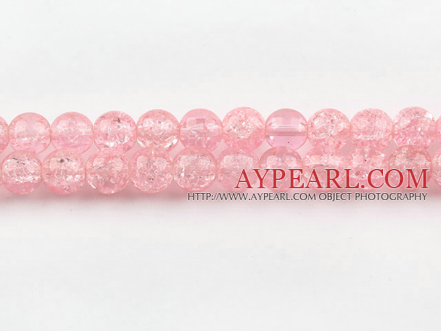 Crystal Beads, Pink, 10mm round frizzling shape, Sold per 31.5-inch strand