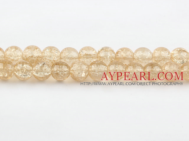 Lampwork Glass Crystal Beads, Champagne Color, 10mm round frizzling shape, Sold per 31.5-inch strand