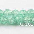Lampwork Glass Crystal Beads, Light Green, 10mm round frizzling shape, Sold per 31.5-inch strand