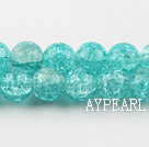 Lampwork Glass Crystal Beads, Turquoise Blue Color, 10mm round frizzling shape, Sold per 31.5-inch strand