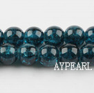 Lampwork Glass Crystal Beads, Peacock Blue Color, 10mm round frizzling shape, Sold per 31.5-inch strand