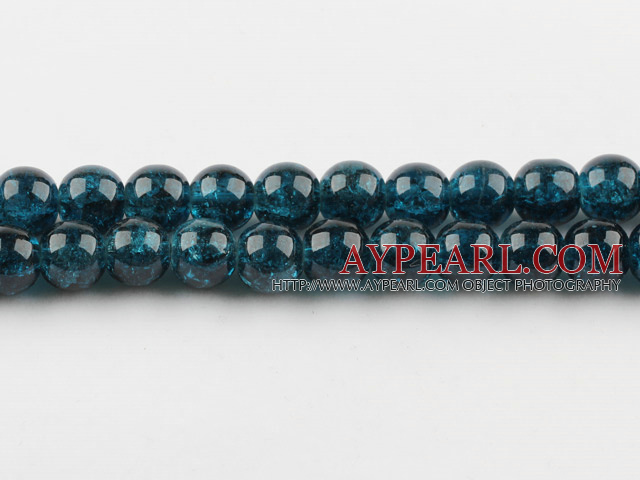 Lampwork Glass Crystal Beads, Peacock Blue Color, 10mm round frizzling shape, Sold per 31.5-inch strand