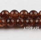 Lampwork Glass Crystal Beads, Brown, 10mm round frizzling shape, Sold per 31.5-inch strand