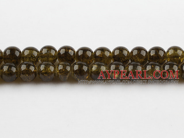 Lampwork Glass Crystal Beads, Dark Amber Color, 10mm round frizzling shape, Sold per 31.5-inch strand