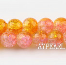 Lampwork Glass Crystal Beads, Double Color, 10mm round frizzling shape, Sold per 31.5-inch strand