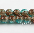Lampwork Glass Crystal Beads, double color, 10mm round frizzling shape, Sold per 31.5-inch strand