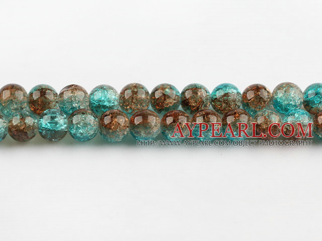 Lampwork Glass Crystal Beads, double color, 10mm round frizzling shape, Sold per 31.5-inch strand