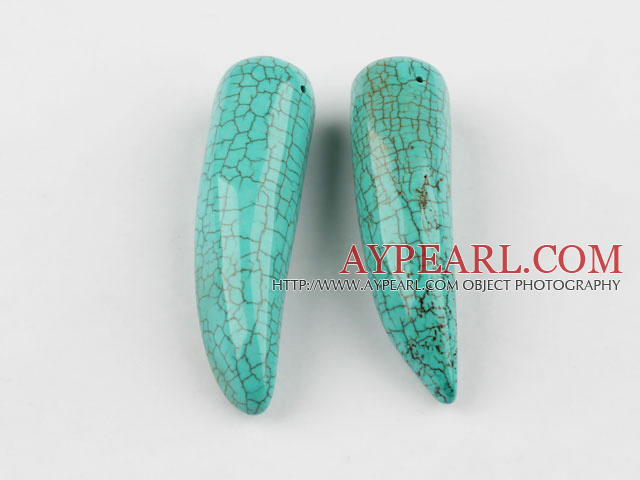 Turquoise Gemstone Beads, Green, 16*60mm oxhorn shape,about 42 strands/kg