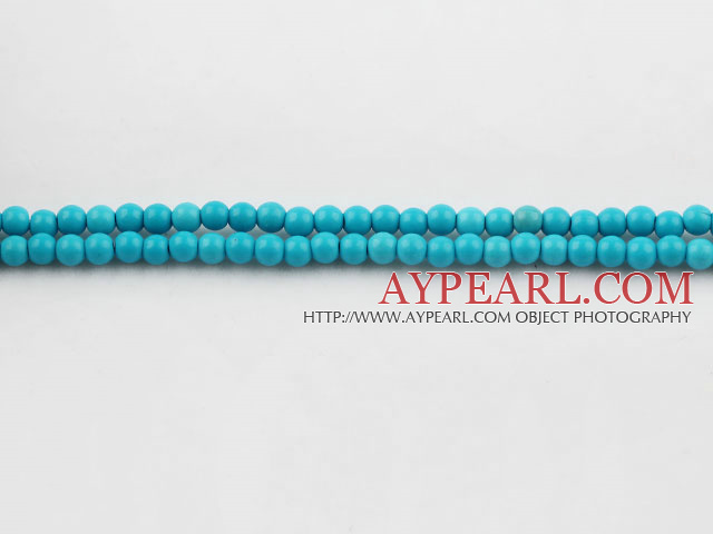 turquoise beads,4mm round,blue, sold per 15.75-inch strand