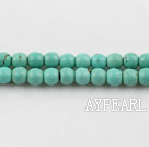 Turquoise Gemstone Beads, Green, 4mm round, Sold per 15.7-inch strand