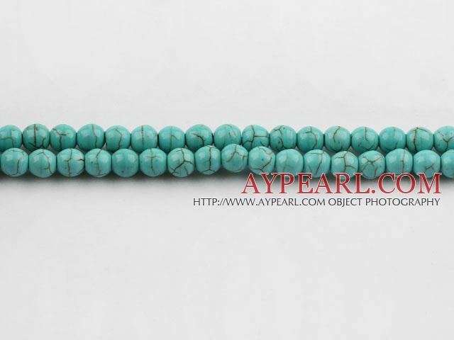 Turquoise Gemstone Beads, Green, 6mm round, Sold per 15.7-inch strand