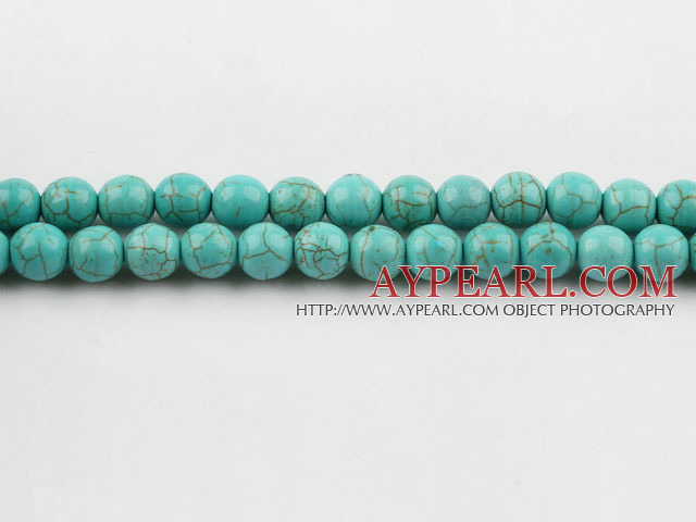 Turquoise Gemstone Beads, Green, 8mm round, Sold per 15.7-inch strand