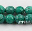 turquoise beads,12mm round,faceted,green,Sold per 15.75-inch strands