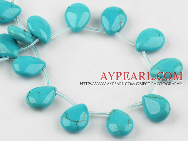 turquoise beads,12*16mm teardrop,lateral hole,blue,about 25 strands/kg