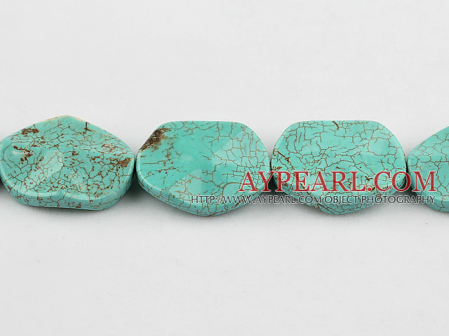 Turquoise Gemstone Beads, Green, 6*26*32mm round disc, wave shape,about 8 strands/kg