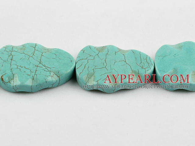 Turquoise Gemstone Beads, Green, 6*36*50mm lotus leaf shape,about 5 strands/kg