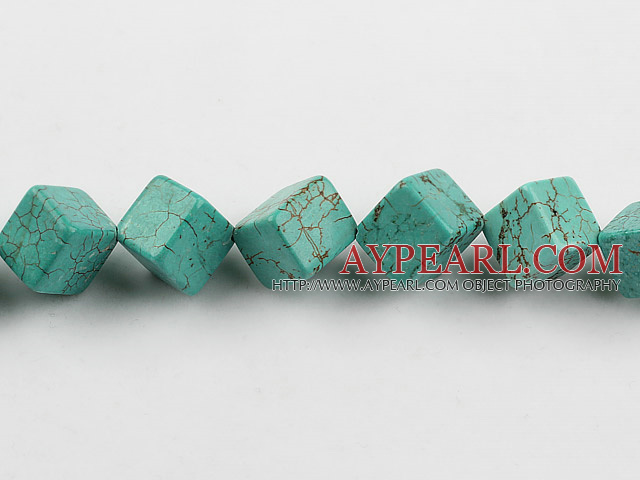 Turquoise Gemstone Beads, Green, 14*14mm opposite angles, square,about 9 strands/kg