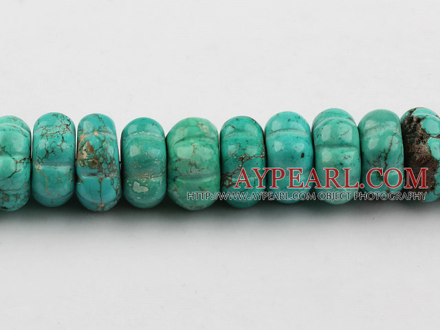 Turquoise Gemstone Beads, Green, 12*24mm pressed, pumpkin shape,about 3 strands/kg