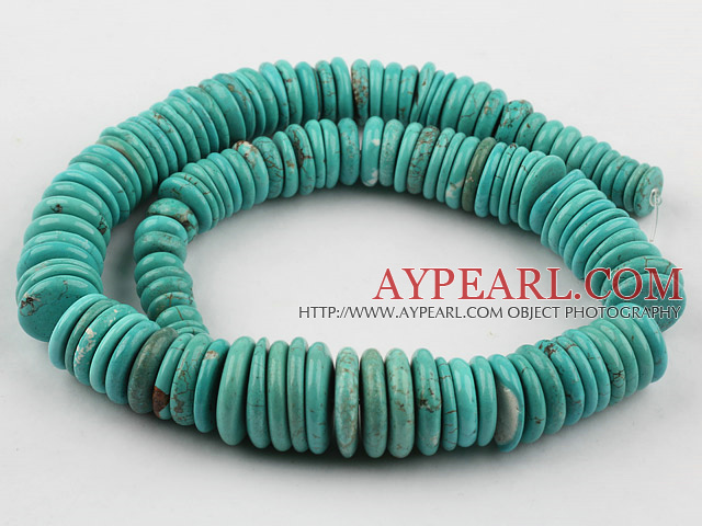Turquoise Gemstone Beads, Green, 11-12mm fold disc shape,about 4 strands/kg