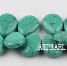 Turquoise Gemstone Beads, Green, 12*18*26mm partial hole, flat drop shape,Sold per 16.54-inch strands