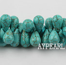 Turquoise Gemstone Beads, Green, 10*15mm pressed, burst pattern drop shape,about 6 strands/kg