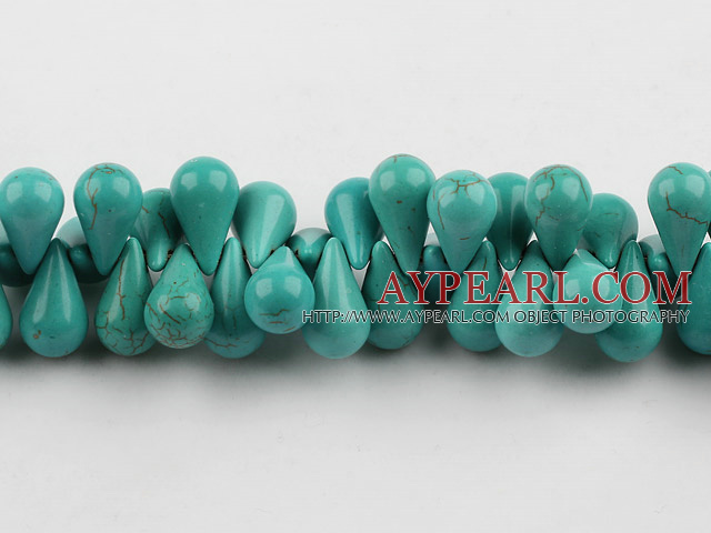 Turquoise Gemstone Beads, Green, 10*17mm pressed, drop shape,about 5 strands/kg