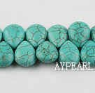 Turquoise Gemstone Beads, Green, 12*18mm pressed, flat drop shape,about 8 strands/kg