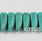 Turquoise Gemstone Beads, Green, 5*30mm pressed, oxhorn shape,Sold per 15.35-inch strands