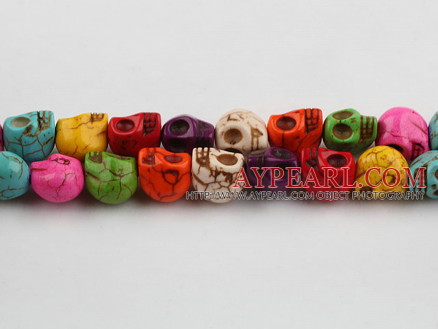 Turquoise Gemstone Beads, Colorful, 12mm dyed, pressed Skulls,about 16 strands/kg
