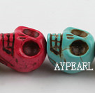 Turquoise Gemstone Beads, Colorful, 30mm dyed, pressed Skulls,about 8 strands/kg