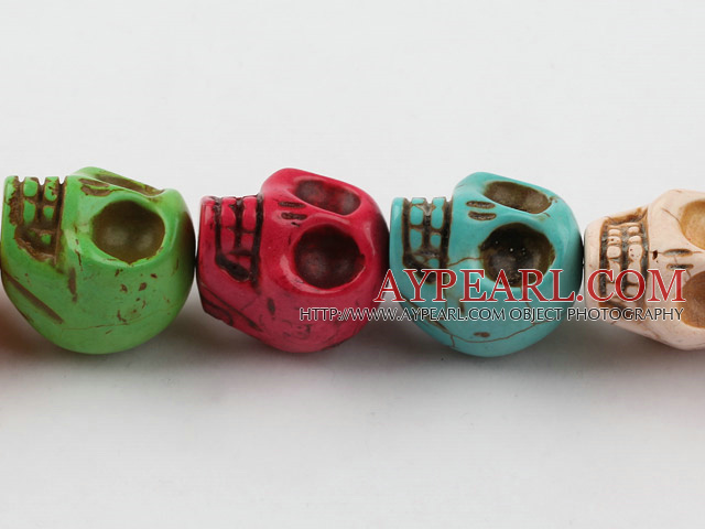 Turquoise Gemstone Beads, Colorful, 30mm dyed, pressed Skulls,about 8 strands/kg