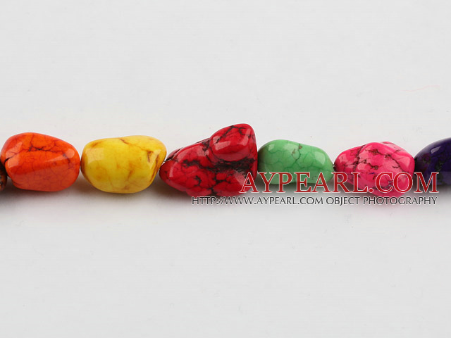 Turquoise Gemstone Beads, Colorful, 12*20mm dyed, pressed irregular,about 12 strands/kg
