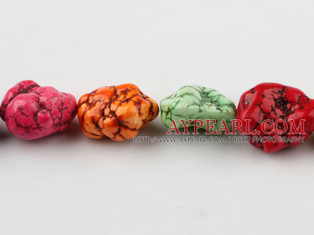 Turquoise Gemstone Beads, Colorful, 15*25mm dyed, press irregular,about 5 strands/kg