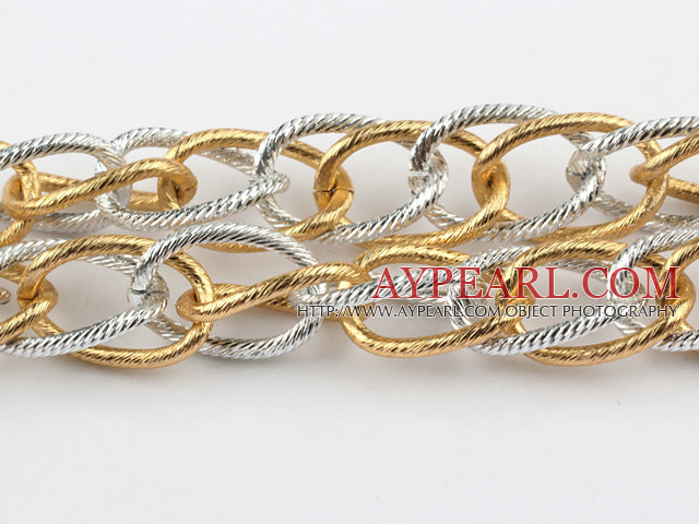 Brass chain, gold plated,two color, 19.5*27mm. Sold per pkg of 1 meter