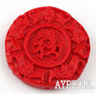 Cinnabar Beads,10*32mm flat round,Red,Sold by each.
