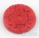 Cinnabar Beads,10*42mm flat round,Red,Sold by each.