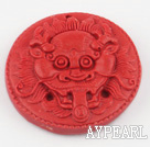 Cinnabar Beads，10*42mm flat round,Red,Sold by each.
