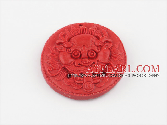 Cinnabar Beads，10*42mm flat round,Red,Sold by each.