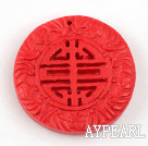 Cinnabar Beads，10*42mm flat round,Red,Sold by each.