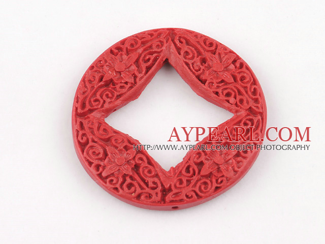 Cinnabar Beads，5*46mm coin,Red,Sold by each.