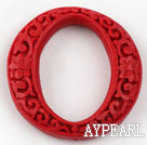 Cinnabar Beads，10*50mm ring,Red,Sold by each.