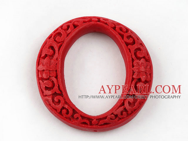 Cinnabar Beads，10*50mm ring,Red,Sold by each.