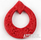 Cinnabar Beads，6*42*50mm ring,Red,Sold by each.
