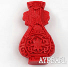 Cinnabar Beads，10*27*48mm vase,Red,Sold by each.