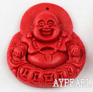 Cinnabar Beads，10*37*45mm Buddha,Red,Sold by each.