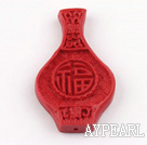 Cinnabar Beads,7*30*50mm,vase,red,Sold by each.