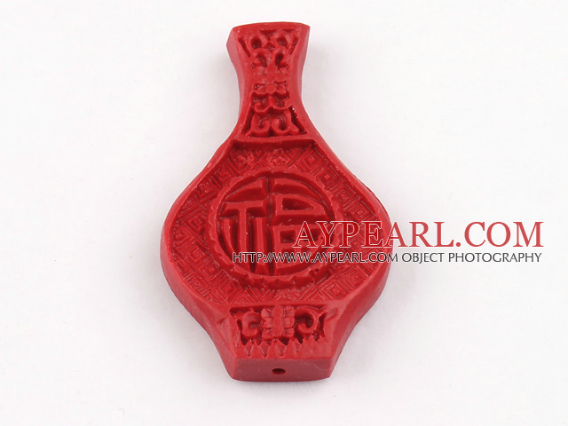 Cinnabar Beads,7*30*50mm,vase,red,Sold by each.