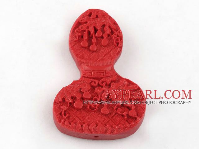 Cinnabar Beads,8*30*48mm,flat calabash,red
