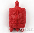 Cinnabar Beads,20*25*45mm turtle,red Sold by each.